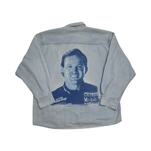 Vintage Denim NASCAR Penske Rusty Wallace Portrait RACING SHIRT XL